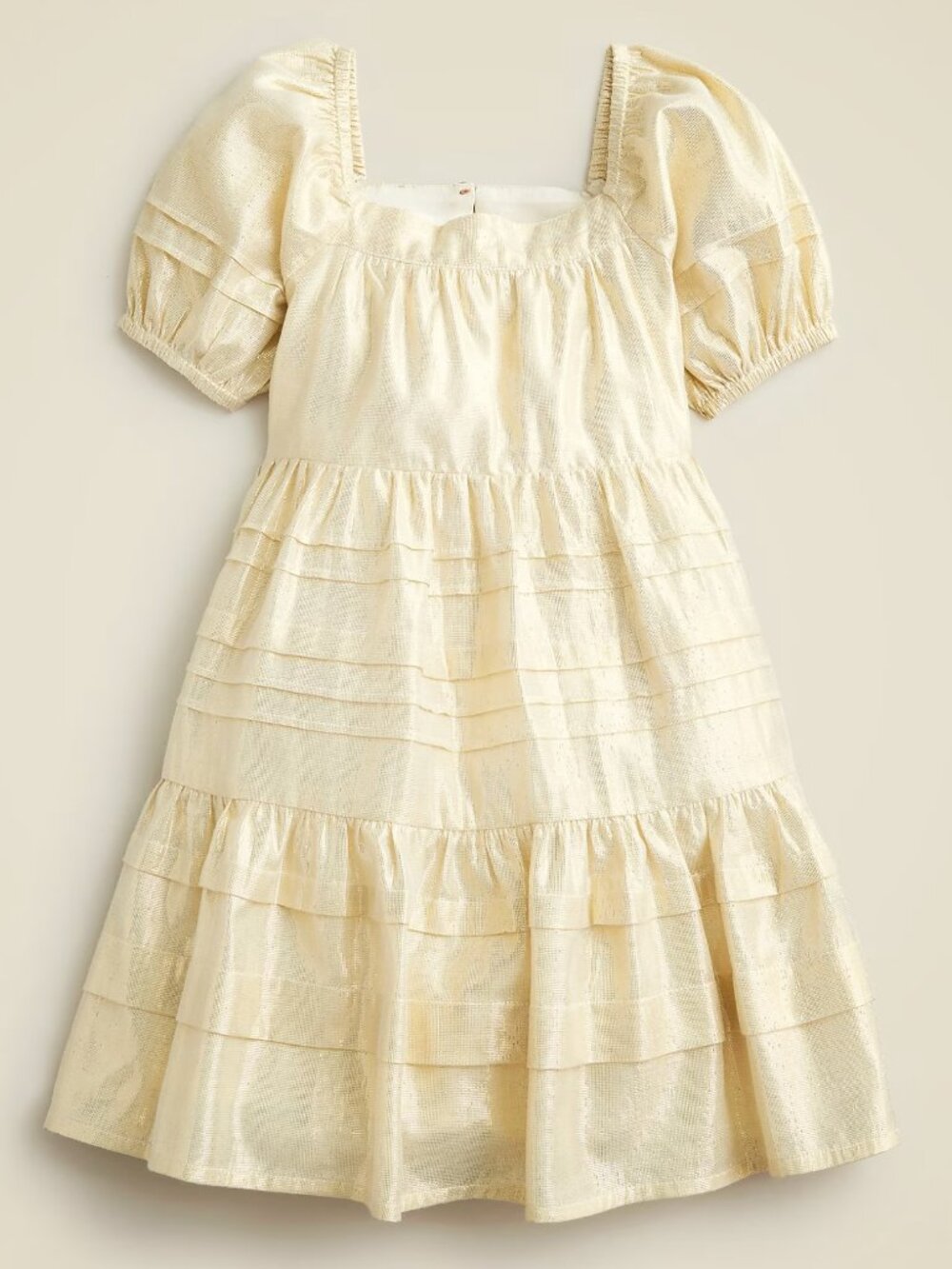 J. Crew Crewcuts Collection Girls' Pintuck Dress Gold Lamรฉ Metallic sz 2